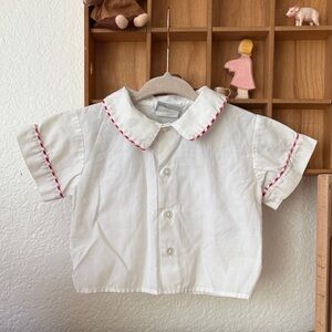 VINTAGE Samara White Layering Shirt with Red Stitching